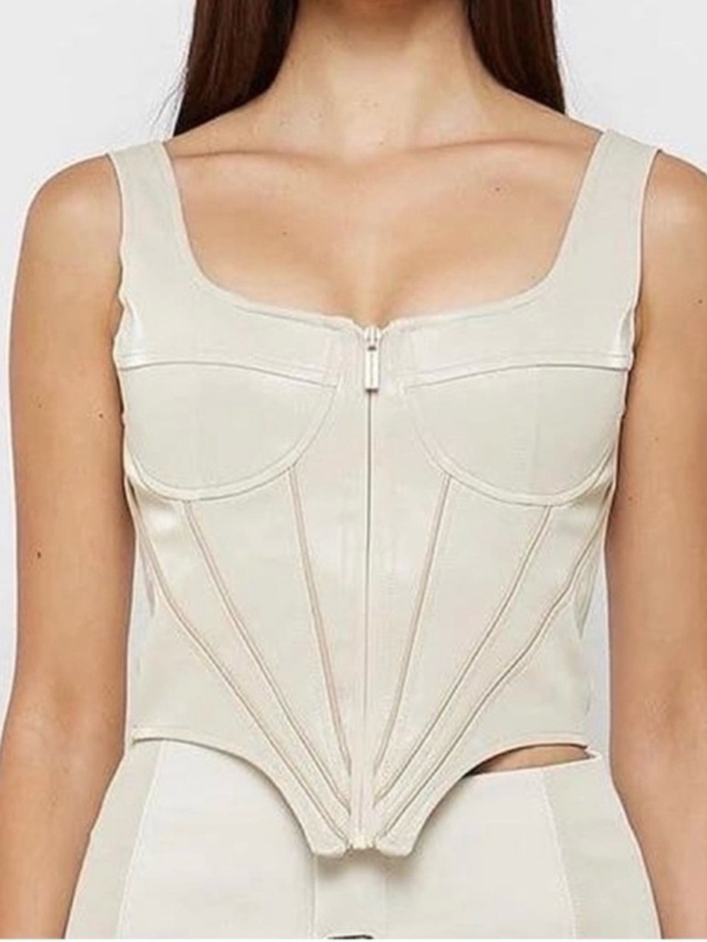 Manière De Voir Soft Beige Corset Top - Neutral Cream Sz 10 US